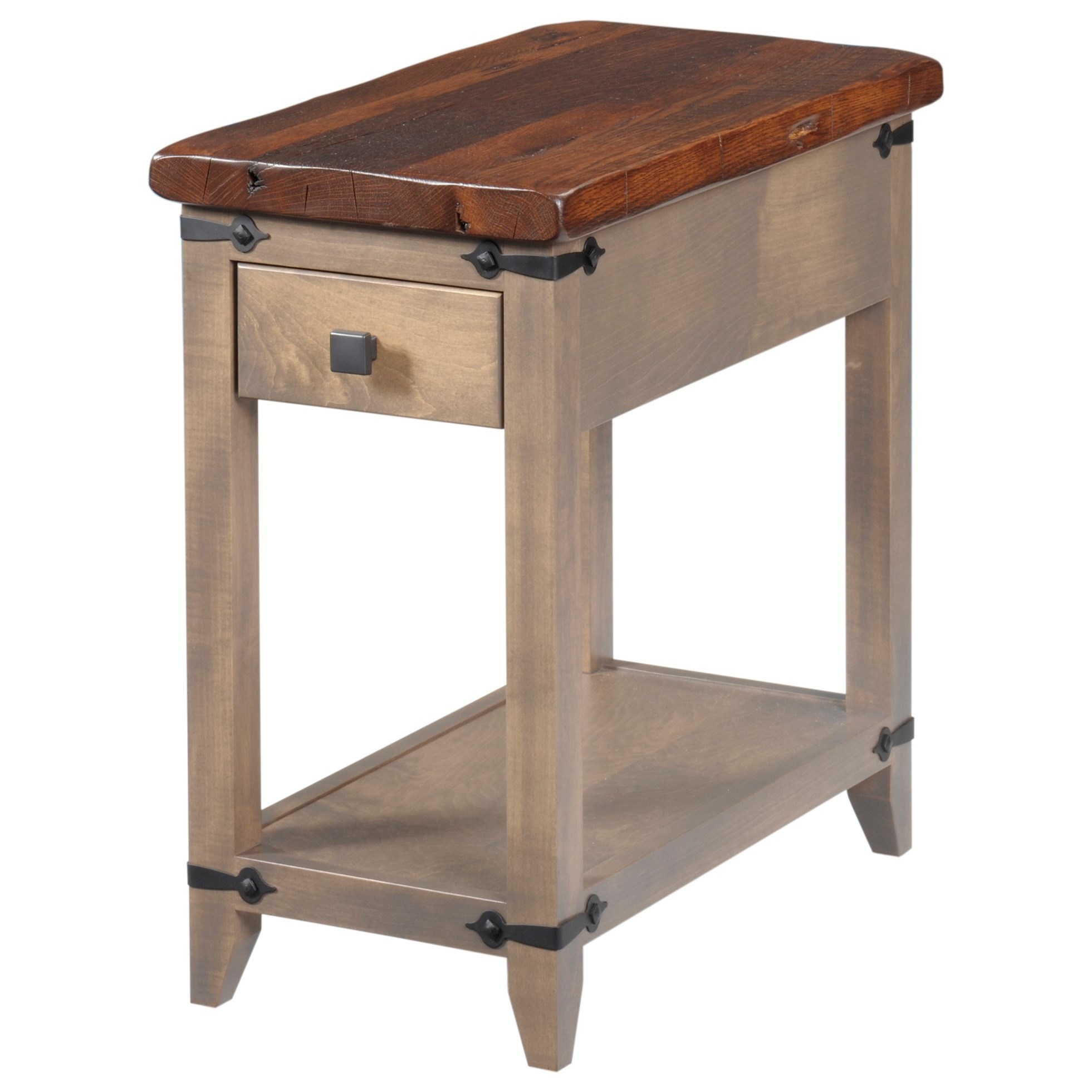 Y & T Woodcraft Frontier Chairside Table with Tapered Legs and Storage